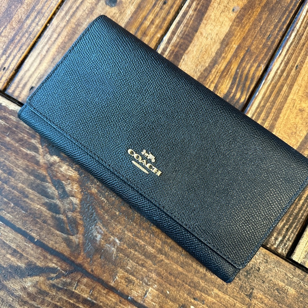 Coach Black Textured Leather Clutch